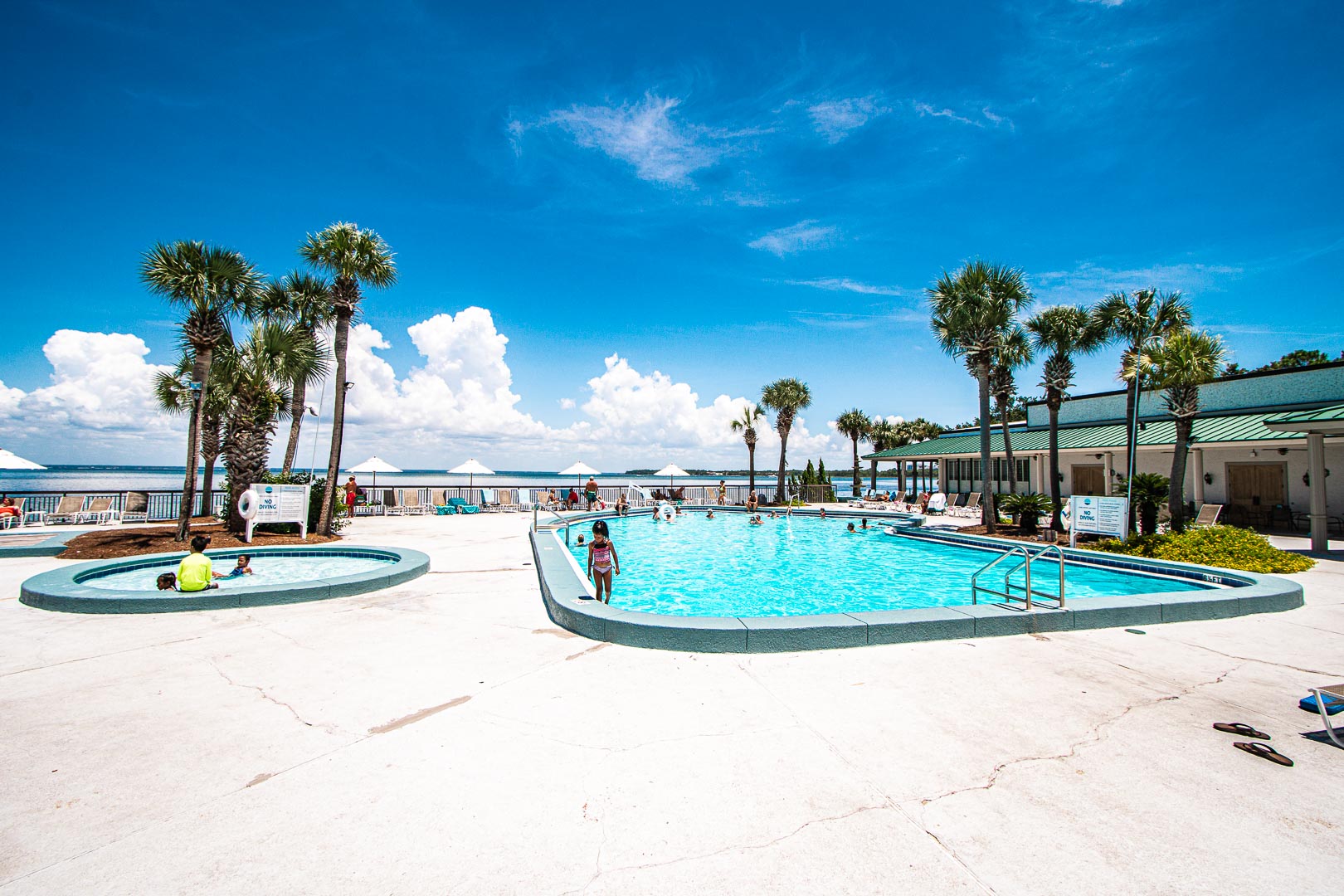 A colorful swimming pool at VRI's Bay Club of Sandestin in Florida.